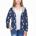 thumbnail image 3 of Cauagu Skull Flower Blue Print Sun Protection Jacket for Teen,Full-Zipper Long Sleeve Sun Shirts with Pockets UV Hoodie Shirts Outdoor Athletic Jacket-XX-Large, 3 of 7