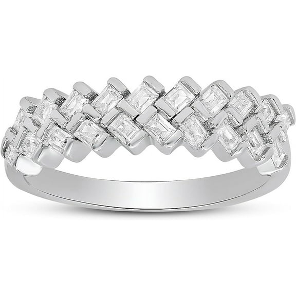 Sterling Silver Baguette-cut Cubic Zirconia CZ Ring