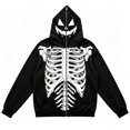 thumbnail image 5 of Wuxian Full Zip Up Hoodie Men Halloween Skeleton Print Long Sleeve Sweatshirts Spooky Jackets For Men, 5 of 5