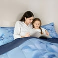 thumbnail image 4 of jejeloiu Modern Aesthetic Leaves 7 Pieces Bedding Comforter Set,Rustic Floral Full Bedding Set,Blue Flowers Fitted Sheet Flat Sheet For Men Women,Luxury Bedroom Decor Reversible, 4 of 8
