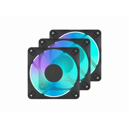 Fractal Design Dynamic 3 120mm ARGB Black PWM Case Fan 3-Pack, High Durability Rifle Bearing, 7-Blade Swept Design, Daisy-Chain Cable, 350-2200 RPM