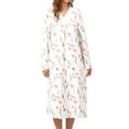 thumbnail image 2 of ValueVibe Nightgown for Women Long Sleeve Sleepshirts Full Length Sleepdress Lace Trim V-Neck House Dress with Pink Tulips Printed, M, 2 of 6