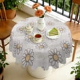 thumbnail image 4 of Round Tablecloth 60 Inch Wrinkle Free Daisy Table Cover Floral Print Kitchen Dining, 4 of 5