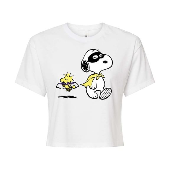 Peanuts - Costume Snoop Art - Juniors Cropped Cotton Blend T-Shirt