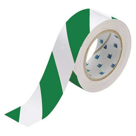 Brady Floor Tape,Green/White,2 inx100 ft,Roll 132436