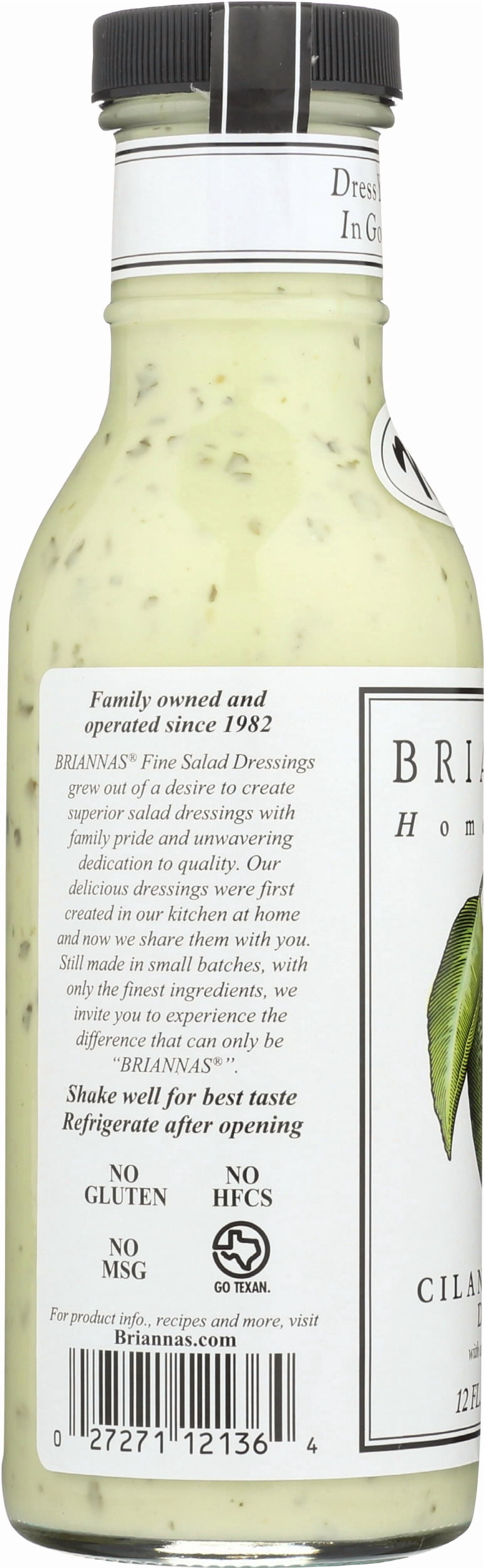 (2 pack) Briannas Home Style Creamy Cilantro Lime Salad Dressing, Liquid Dressing, 12 fl oz Bottle