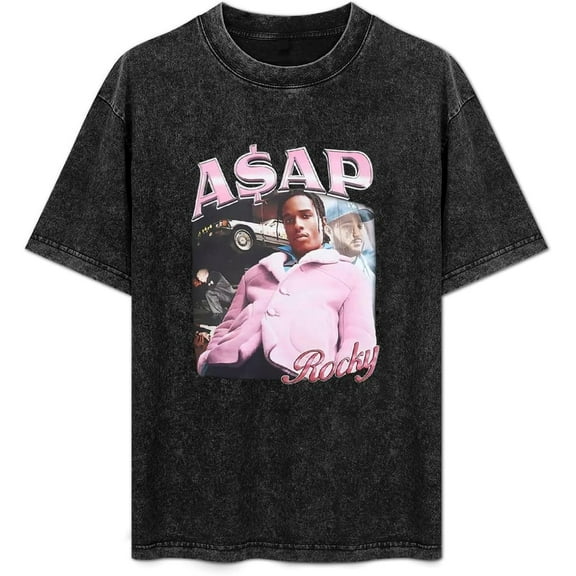 ASAP Rocky Hip Hop Street Mens T-Shirt Graphic Unisex Tee Black Shirt
