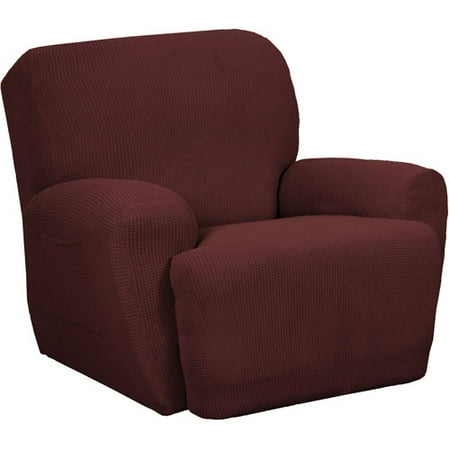 Zenna Home Small Rectangle Patterned 4-Piece Recliner Stretch Slipcover, Wine