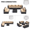 thumbnail image 4 of MRUAKA 9 Pieces Patio Conversation Set, Outdoor Sectional PE Rattan Wicker Furniture Seat,Khaki, 4 of 7