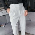 thumbnail image 7 of OSOLU Men Slim Fit Small Foot High Waist Business Solid Color Straight Leg Suit Pants Trousers Fashionable Classic Leisure Bottoms, 7 of 7