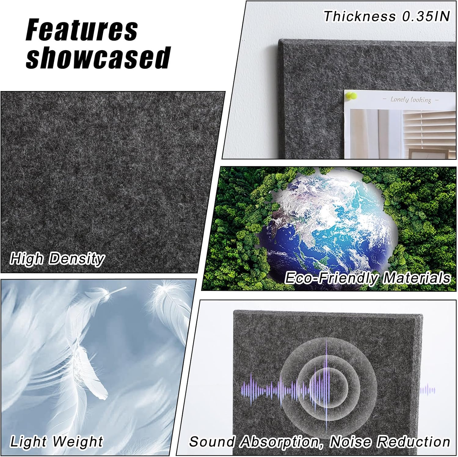 Hapric Black Felt Cork Board Tiles 36x24 with Pushpins photo 3