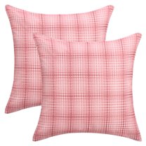 Unique Bargains Plaid Decorative Throw Pillow Covers Pack of 2 Pink 20" x 20"