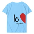 thumbnail image 2 of Chemises de Vacances pour Couples Assorties Imprimé Cœur de la Saint-Valentin Style Décontracté Col Rond Manches Courtes Tunique Classique T-Shirt Ample Confortable Doux Blouses pour Mari Femme Chandail Tenues Bleu Clair TTTG, 2 of 6