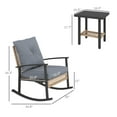 thumbnail image 4 of 3 Pieces Bistro Set, Patio Wicker Furniture Set with Button Tufted Cushions, Rattan Rocking Chairs, Coffee Table, Gray, 4 of 11