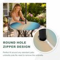thumbnail image 4 of Round Outdoor Tablecloth with Umbrella Hole and Zipper, Blue Teal Ombre Tablecloth with Elastic Waterproof, Modern Yellow Gradient Farmhouse Art Patio Table Covers for 55" - 60" Picnic Pool Tables, 4 of 9