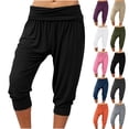 thumbnail image 2 of ShiShine Ruched Waist Capri Pants for Women Loose Summer Dancing Yoga Capris Stretchy Fitness Workout Cropped Sweatpants, 2 of 5
