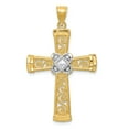 thumbnail image 1 of 14k w/Rhodium Diamond-cut Filigree Cross Pendant in 14k Yellow Gold w/ Rhodium Plating, 1 of 3