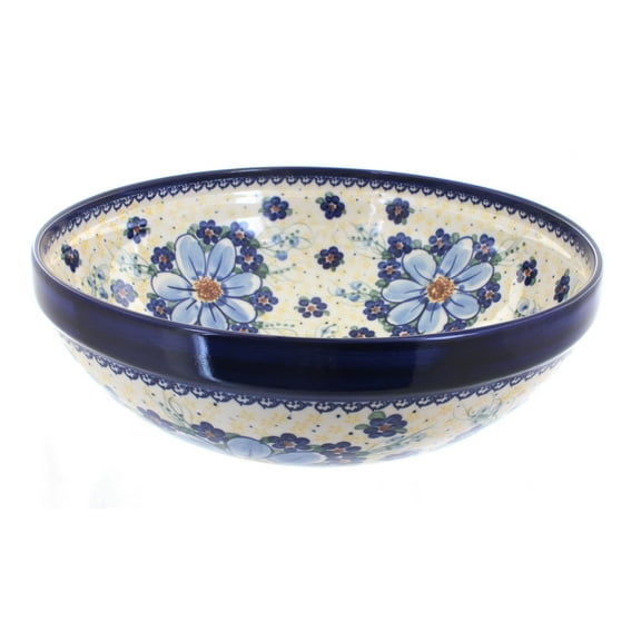 Blue Rose Polish Pottery Daisy Surprise Large Serving Bowl