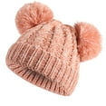 thumbnail image 2 of Kids Winter Beanie Hat Girls Knitted Beanie Hat with Double Pompom Toddler Warm Beanie Cap, 2 of 9
