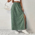 thumbnail image 7 of Lenago Skirts for Women Casual Summer Side Slit Print Elastic Waist Skirt Mid Cool Dress, 7 of 7