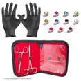 thumbnail image 1 of Dermal Body Piercing Kit - 2 Forceps w/11 Dermal Gem Tops and Bottoms + Gloves, 1 of 4