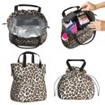 thumbnail image 2 of Brown and White Leopard Print Drawstring Insulated Lunch Bag for Women, Stain-Resistant Large Lunch Tote with Multi-Pockets for Work Office, 2 of 5