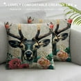 thumbnail image 3 of BCIIG Animal Theme Throw Pillow Covers Antelope Head Wearing Flowers  Square Home Decorative Pillow Cases Cushion Cover  (AT02) 20x20in, 3 of 5