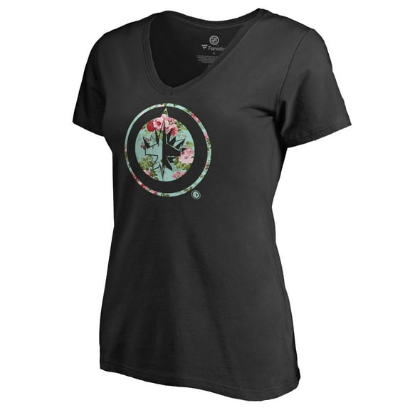 Women's Black Winnipeg Jets Lovely V-Neck T-Shirt