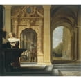 thumbnail image 2 of Dirck Van Delen 22x20 Black Ornate Framed Double Matted Museum Art Print Titled: Gallant Scene in a Palace (1630 - 1636), 2 of 5