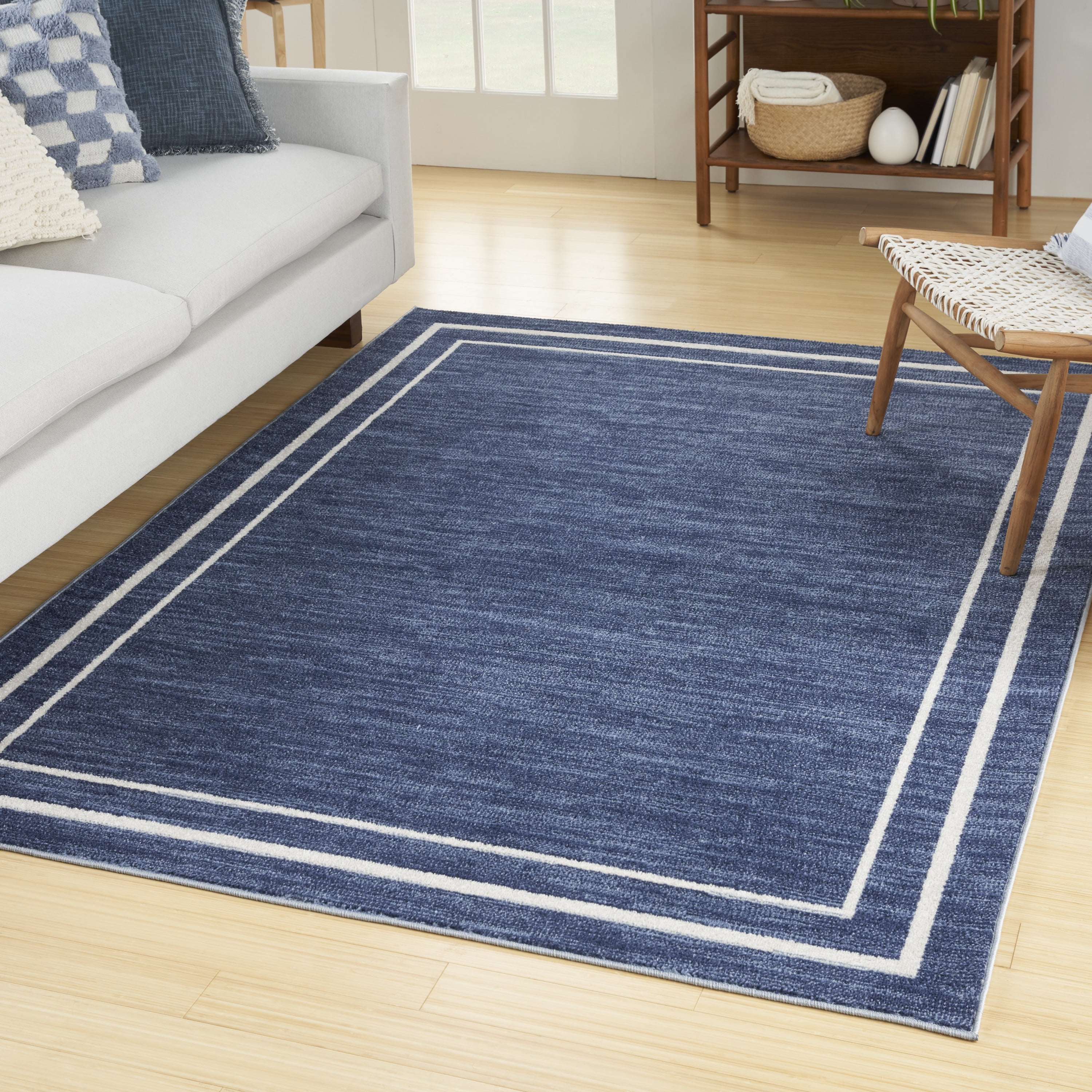 Nourison Essentials Indoor/Outdoor Navy/Ivory 4' x 6' Area Rug, (4x6 ...