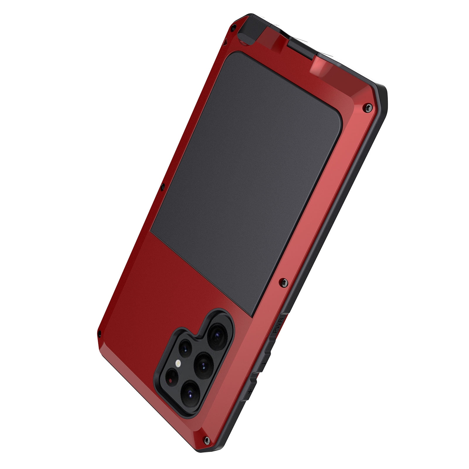 for Samsung Galaxy S23 Ultra Case, 360 Full Body Protective Cover Heavy Duty Shockproof Armor Aluminum Alloy Metal Case with Silicone for Samsung Galaxy S23 Ultra,Red