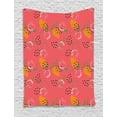 thumbnail image 1 of Fruit Art Tapestry, Exotic Mango Fruits and Dotted Silhouettes in Continuous Pattern, Wall Hanging for Bedroom Living Room Dorm Decor, 60W X 80L Inches, Coral Marigold Fern Green, by Ambesonne, 1 of 2