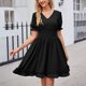 thumbnail image 5 of mfyjkho Vestidos para mujer, Vestido mini liso de gasa con cuello en V y manga corta para mujer, informal, de verano Vestidos maxi para mujer xxl, 5 of 6