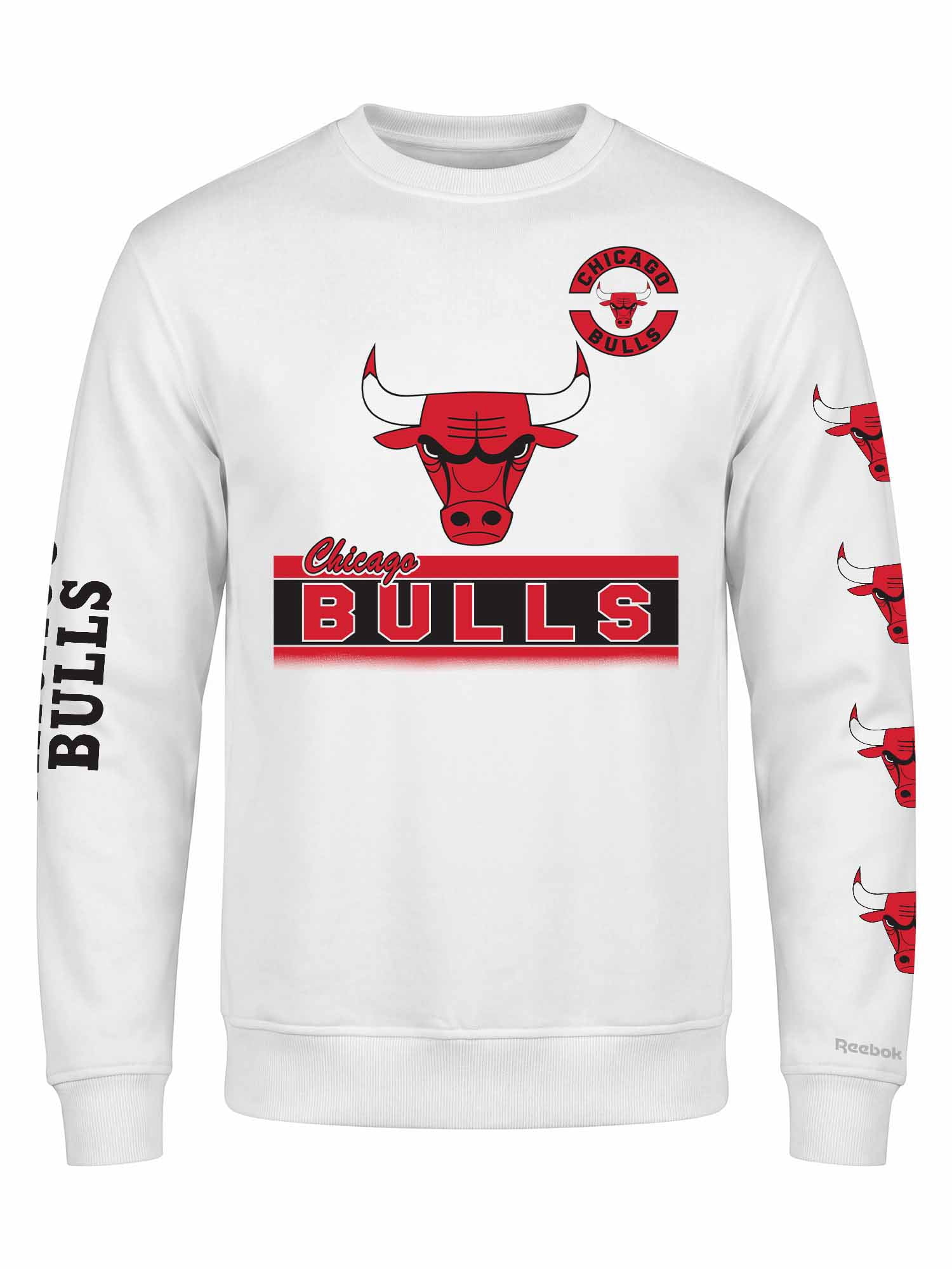 Chicago Bulls Reebok Mens White Crew Sweatshirt