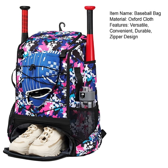 GASTROPOD Baseball Bag Durable Zipper Design Oxford Cloth Baseball Backpack with Shoe Compartment for Sports Activity