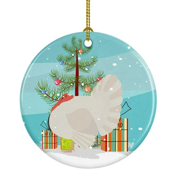 White Holland Turkey Christmas Ceramic Ornament