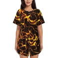 thumbnail image 1 of Balery Orange Lightning Conjunto de Pijama para Mujer con Estampado, Dos Piezas de Manga Corta y Shorts, Ropa de Dormir Suave con Cuello Redondo y Bolsillos-Medium, 1 of 6