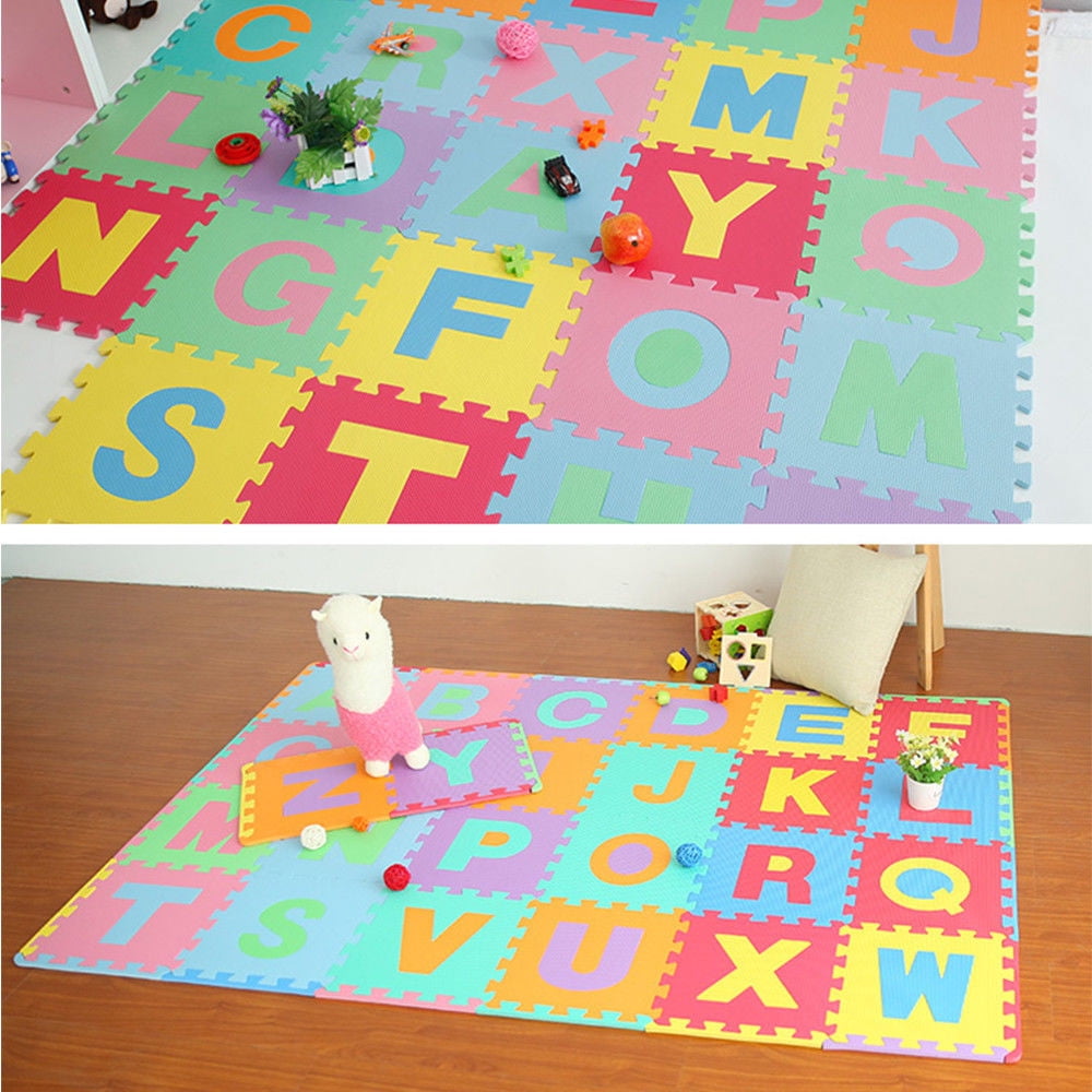 Multicolor Baby Room for Home Baby Nursery Room Jigsaw ABC Foam Puzzle Exercise Playmat Garden Kids Foam Puzzle Floor Play Mat 36pc Large Alphabet Numbers EVA Floor Play Mat Kitchen Indoor 