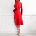 thumbnail image 4 of YWDJ Holiday Holiday Cocktail Dresses for Women Fashion Women Casual Buttocks Solid Slimming Long Leeve Dress Red XL, 4 of 7