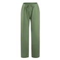 thumbnail image 6 of Huesdet Women's Cotton Linen Pants,Summer Wide Leg Casual Loose Drawstring High Waist Palazzo Pants Trousers with Pockets(Green,XL), 6 of 8