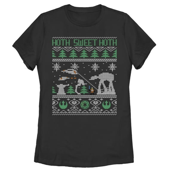 Women's Star Wars Ugly Christmas Hoth Sweet Hoth  Graphic Tee Black 2X Large