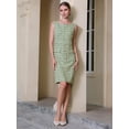 thumbnail image 2 of DARING DIVA Sleeveless Tweed Boat Neck Sheath Dress 2XL Green, 2 of 6