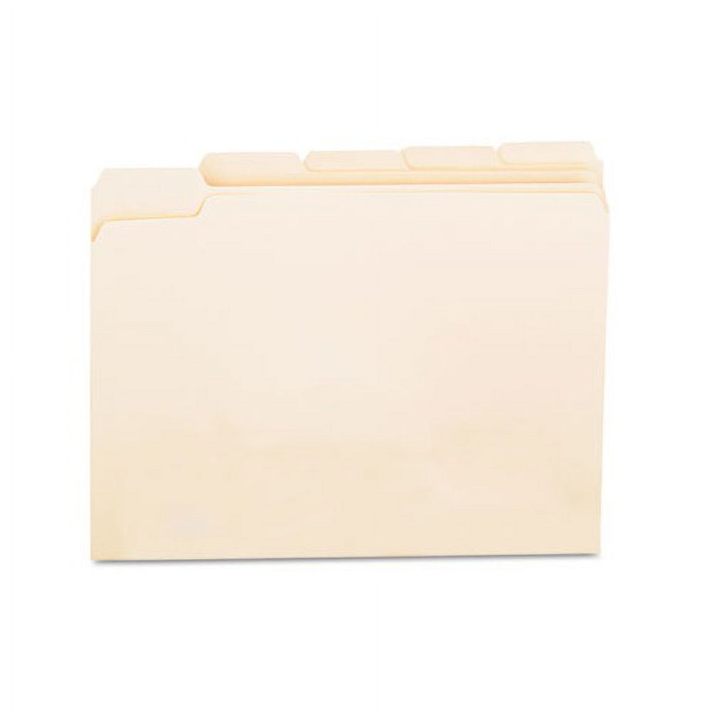 Top Tab Manila File Folders 1/5-Cut Tabs, Assorted Positions, Letter Size, 11 pt. Manila, 100/Box