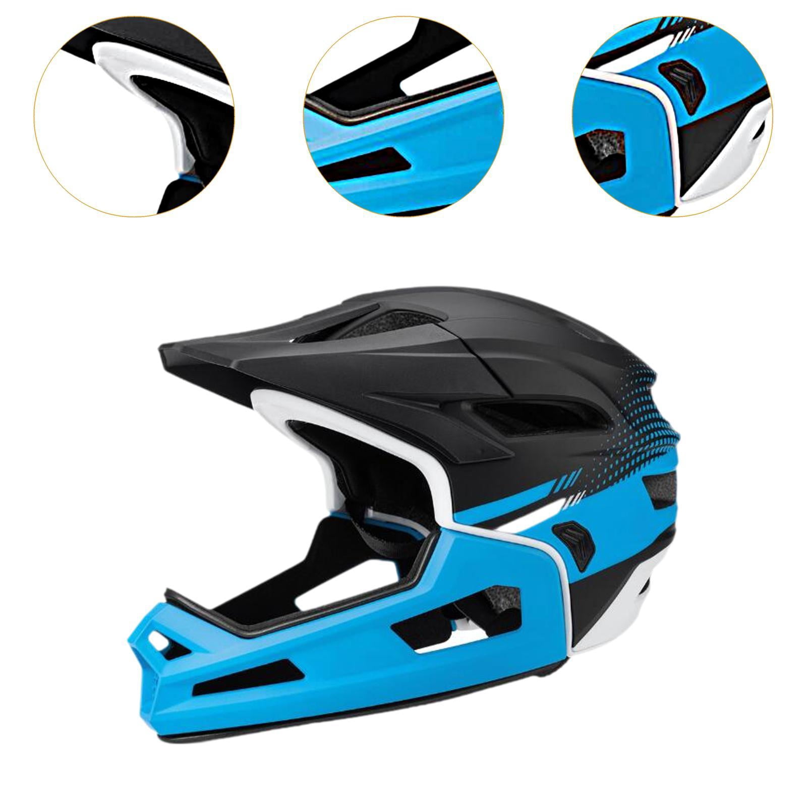 DimyFew Bicycle helmet, full face helmet, bicycle helmet with removable padding, for men Blue Black