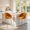 Orange + Silver, variant on AUU Bubble Counter Height Bar Stools Set of 2, Modern Velvet Cloud Bar Chairs with Matte Metal Legs, Upholstered Padded Breakfast Stools for Kitchen Island & Home Bar