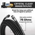 thumbnail image 5 of 1' Feet, Black RG6 Coaxial Cable with rubber booted - Weather Proof Indoor / Outdoor Rated Connectors, F81 / RF, Digital Coax for CATV, Antenna, Internet, Satellite, and more, 5 of 7