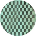 thumbnail image 1 of Ahgly Company Indoor Round Checkered Light Blue Modern Area Rugs, 3' Round, 1 of 4