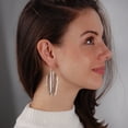 thumbnail image 5 of Humble Chic Palm Leaf Dangle Earrings - Long Boho Dangles, Silver - 3 inch, 5 of 8