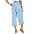 thumbnail image 4 of Tianiyouqing Linen Crop Pants for Women Comfy High Waist Drawstring Stretch Capri Pants Elastic Lightweight Dressy Boho Pants with Pockets Sky Blue S, 4 of 9