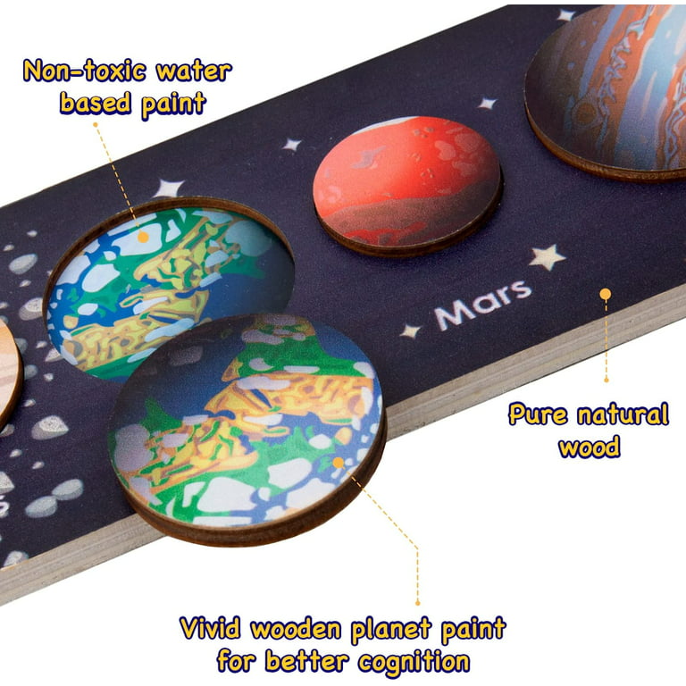 FUNNYFAIRYE Wooden Toys Eight Planets Puzzle,Planets for Kids